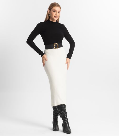 Saia Midi Feminina Tricot Epifani Branco