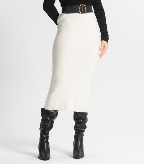 Saia Midi Feminina Tricot Epifani Branco