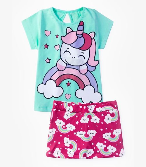 Conjunto Infantil Menina Unicórnio Select Verde