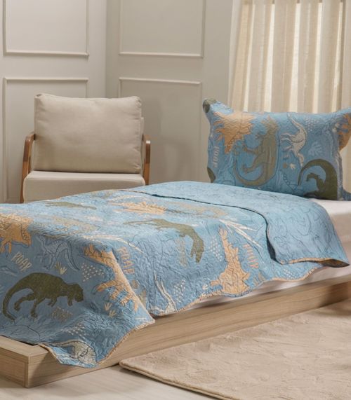 Jogo Cobre Leito Dupla Face Solteiro Bene Casa Azul