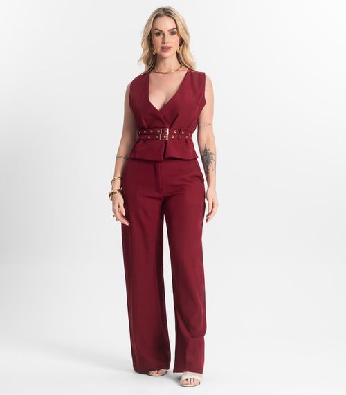 Conjunto Feminino Calça E Colete Veshine Vermelho