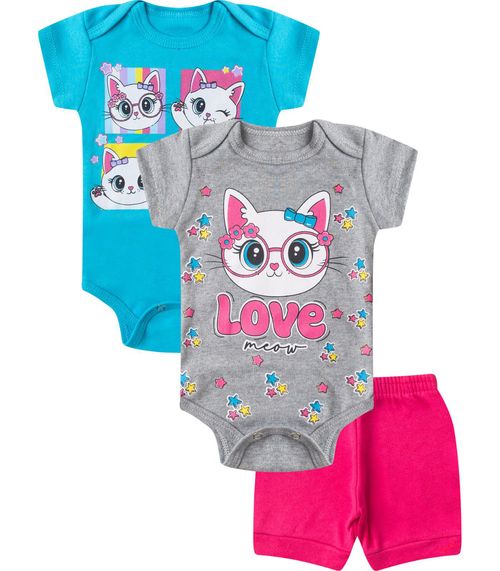 Kit Body Infantil Curto 3 Peças Select Rosa