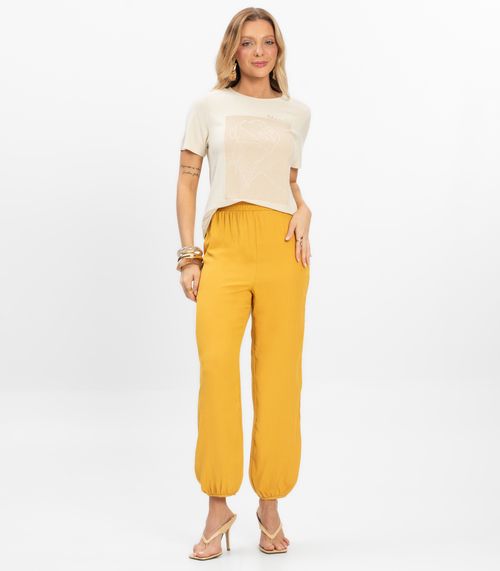 Calça Feminina Aladim em Tecido Viscose Dianna Amarelo