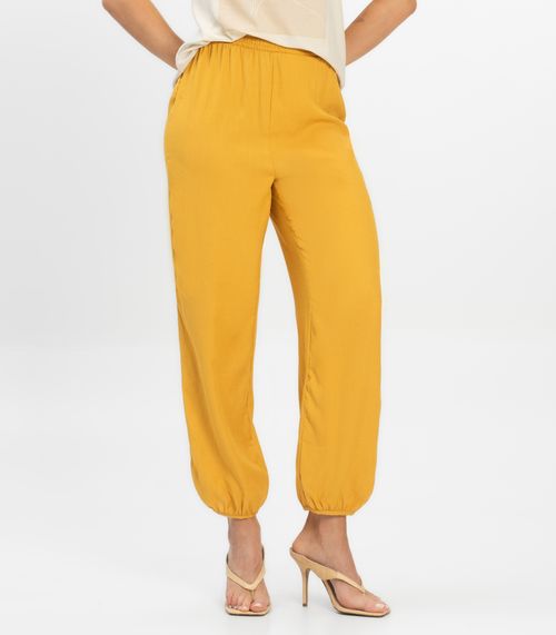 Calça Feminina Aladim em Tecido Viscose Dianna Amarelo