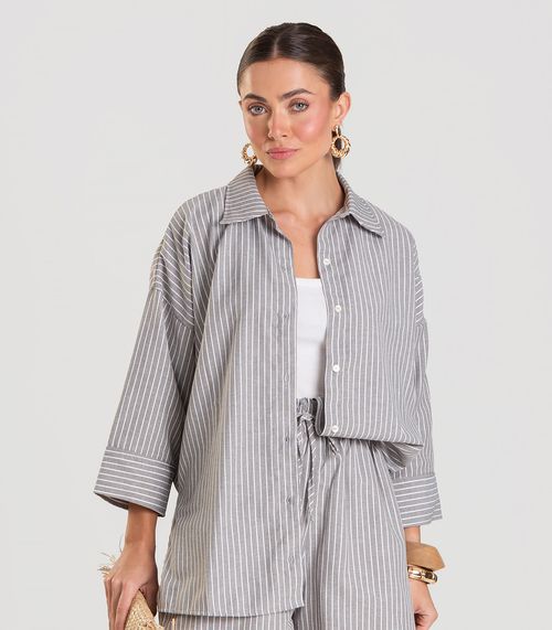 Camisa Feminina manga 7/8 Listrada Dianna Cinza