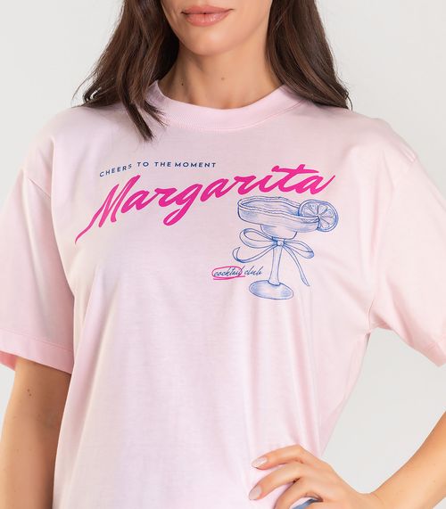 T-shirt Feminina Manga Curta Oversized Dianna Rosa