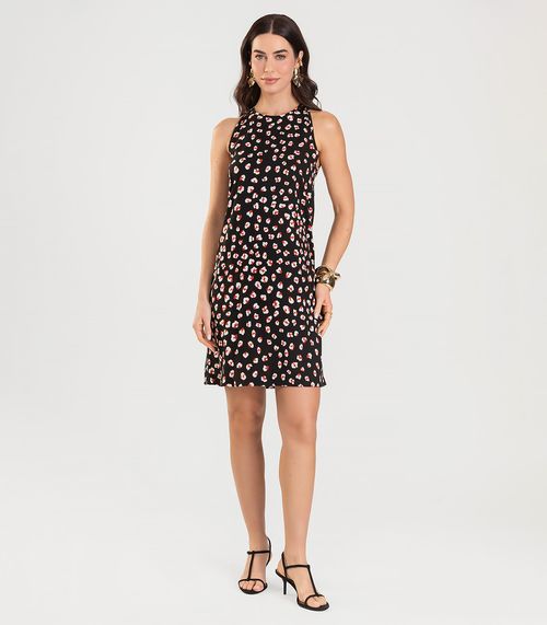 Vestido Curto Feminino Estampado Dianna Preto