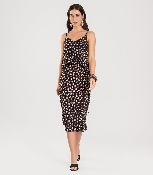 Blusa de Alça Feminina Estampada Dianna Preto