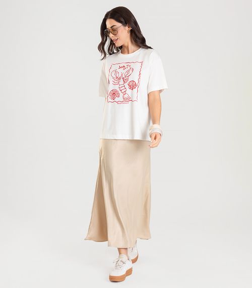 T-shirt Feminina Manga Curta Oversized Dianna Bege