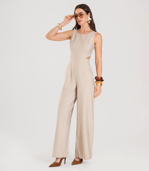 Macacão Feminino Com Cut Out Dianna Bege