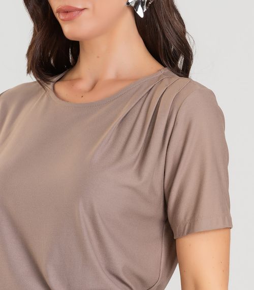 Blusa Feminina Manga Curta Dianna Marrom