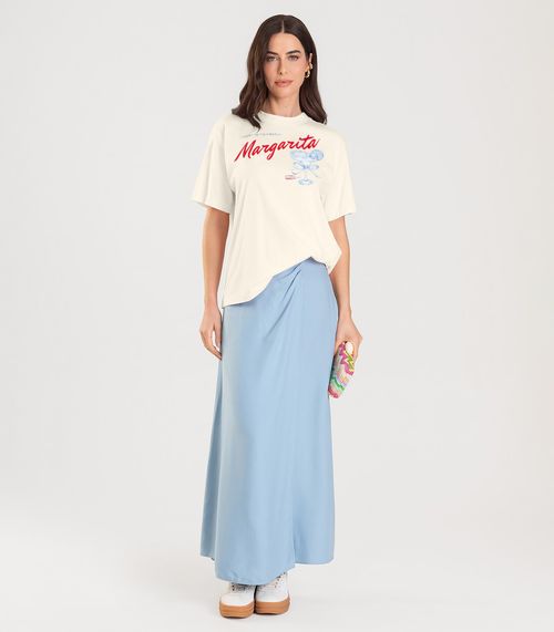 T-shirt Feminina Manga Curta Oversized Dianna Bege