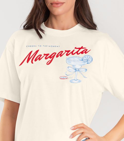 T-shirt Feminina Manga Curta Oversized Dianna Bege