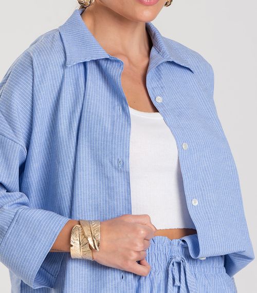 Camisa Feminina manga 7/8 Listrada Dianna Azul