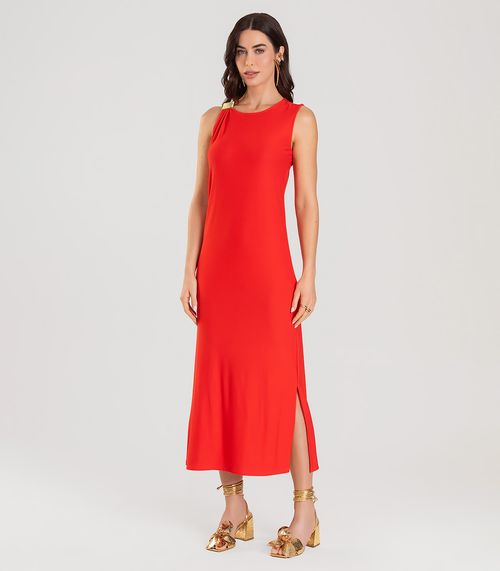 Vestido Super Midi com Aviamento Dianna Vermelho