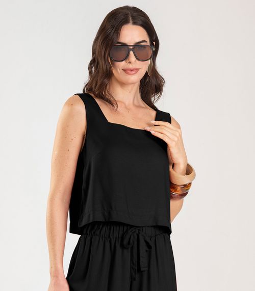 Regata Cropped Feminina Dianna Preto