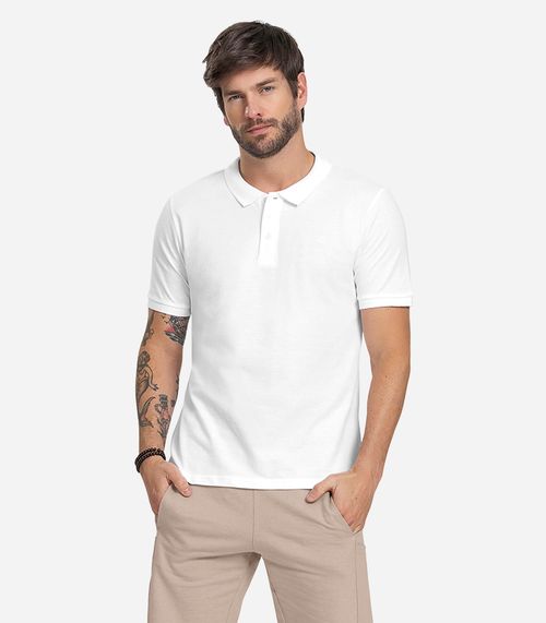 Camisa Polo Masculina Em Piquet Diametro Branco
