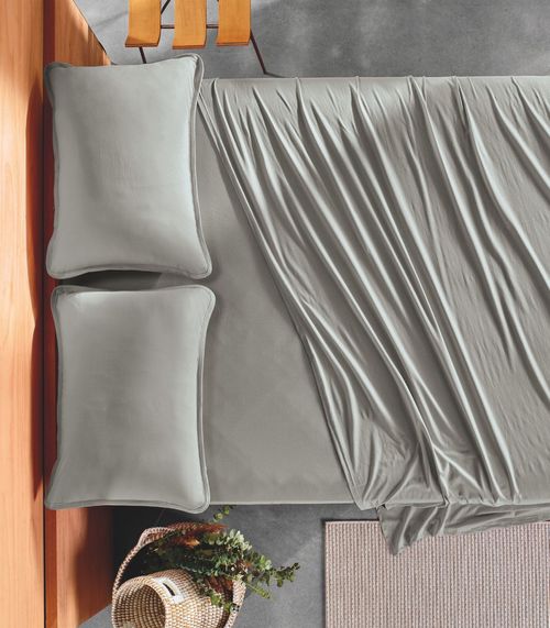 Jogo de Cama Solteiro Malha Fio Penteado Altenburg Cinza