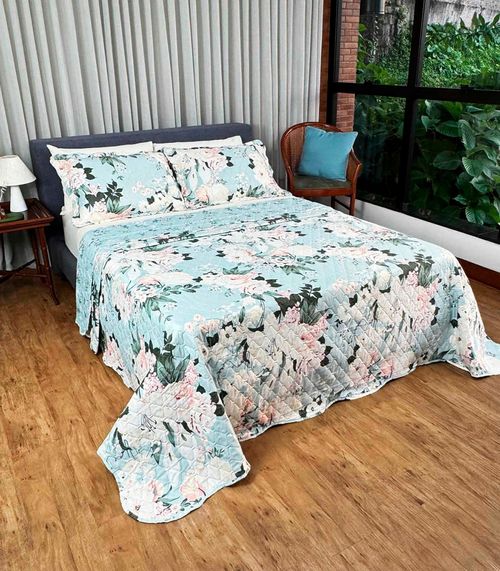 Cobreleito Solteiro Estampado Dupla Face Lepper Azul