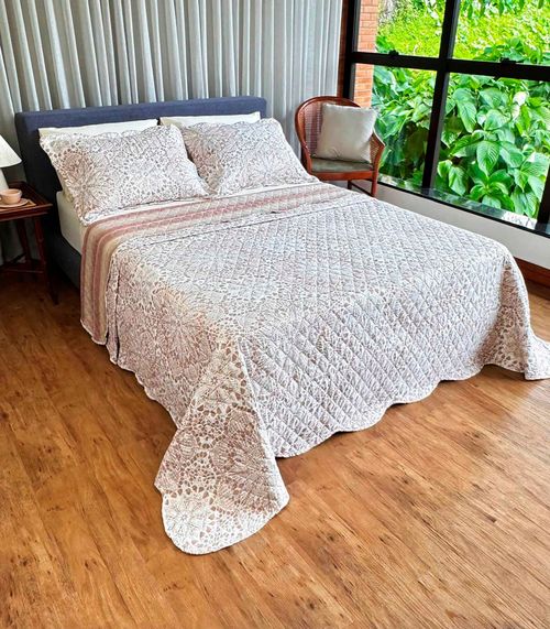 Cobreleito Solteiro Estampado Dupla Face Lepper Marrom