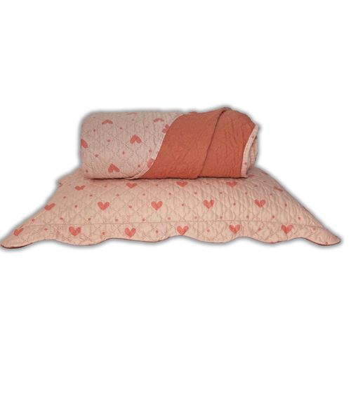 Cobreleito King Corações Dupla Face Lepper Rosa