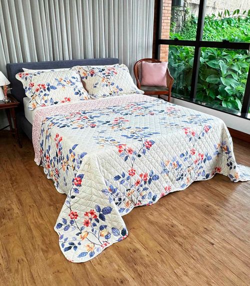 Cobreleito Solteiro Estampado Dupla Face Lepper Azul