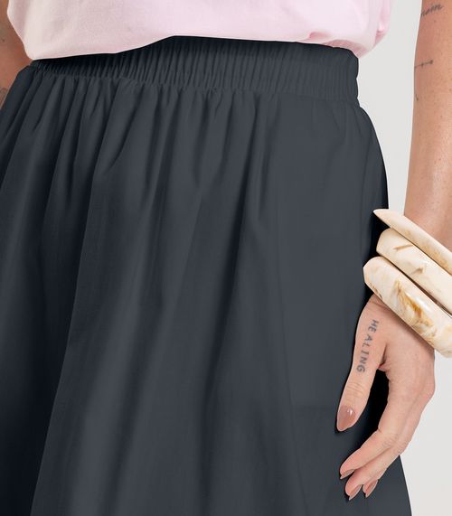 Saia Midi Feminina em Sarja Dianna Cinza