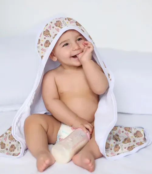 Toalha Com Capuz Bebê Vivaldi Rosa