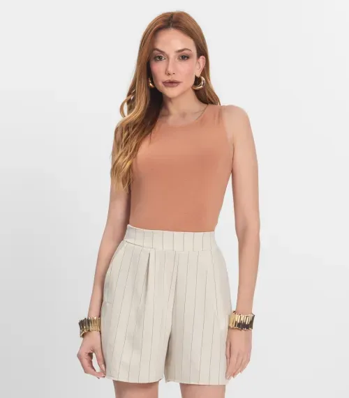 Regata De Viscotorcion Básica Feminina Endless Marrom