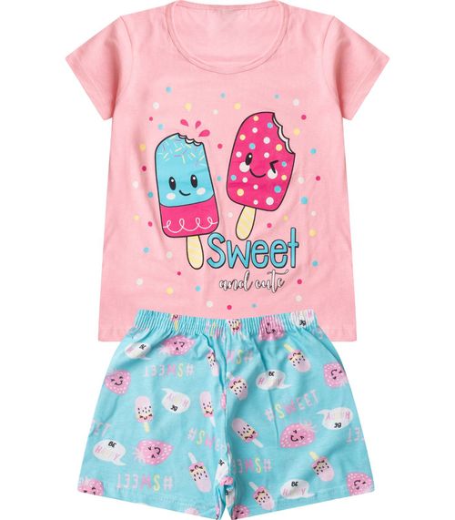 Pijama Infantil Menina Curto Algodão Select Rosa