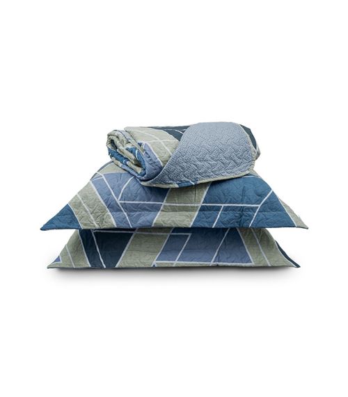 Kit Cobre Leito Matelassê Queen Appel Azul