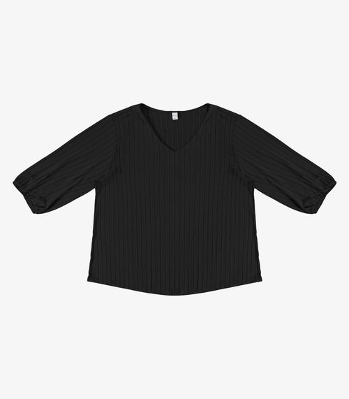 Blusa Canelada Plus Infinita Cor Preto