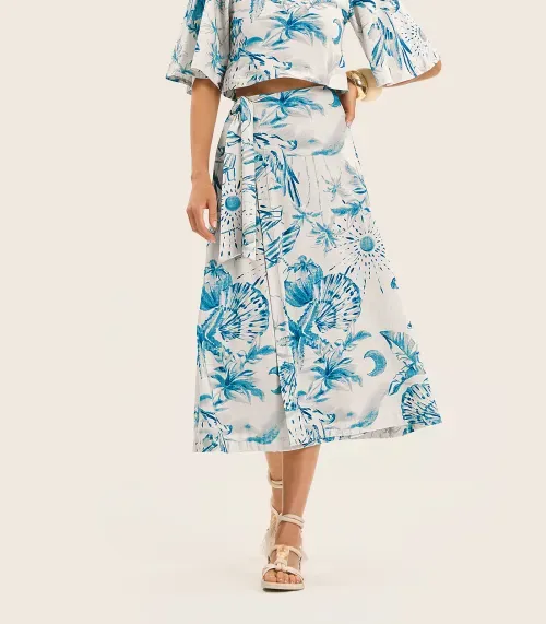 Saia Midi Feminina em Meia Malha Endless Azul