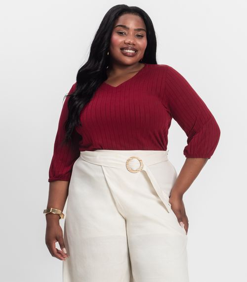 Blusa Canelada Plus Infinita Cor Vermelho