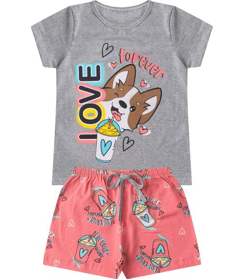 Conjunto Infantil Menina Básico Curto Select Cinza