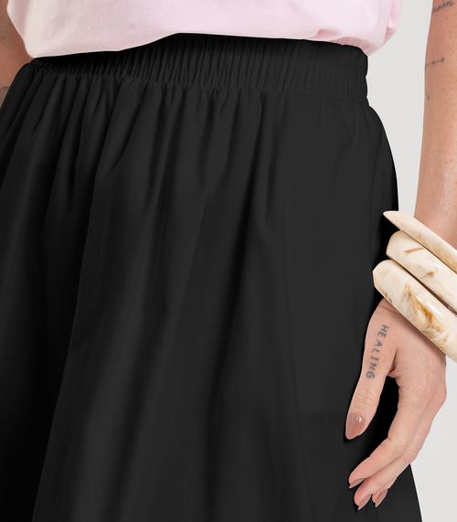 Saia Midi Feminina em Sarja Dianna Preto