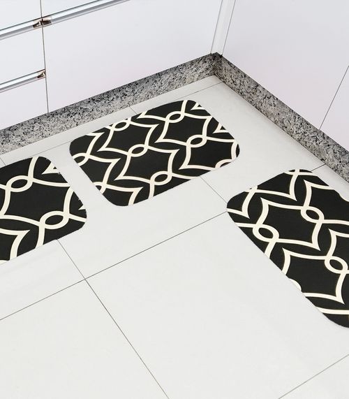 Tapete Cozinha Base Antiderrapante Tapetes Junior Preto