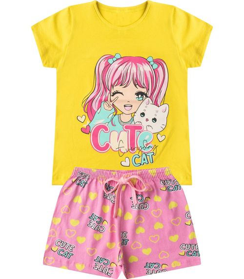 Conjunto Infantil Menina Básico Curto Select Amarelo