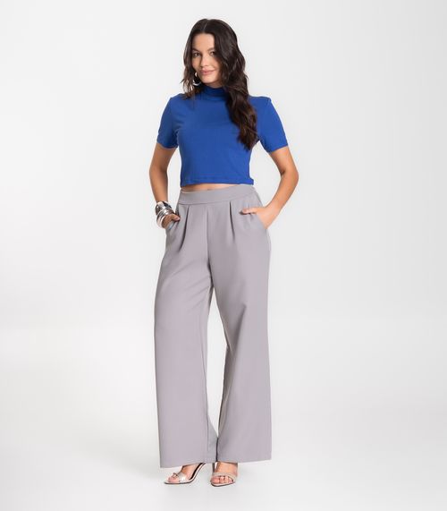 Calça Feminina Alfaiataria Com Bolsos Renaluci Cinza