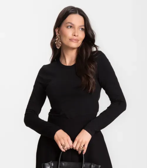 Blusa Manga Longa Básica Select Preto