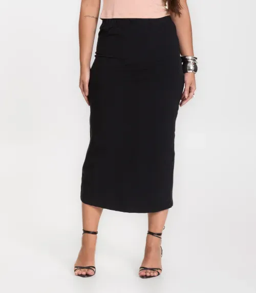 Saia Feminina Midi Infinita Cor Preto