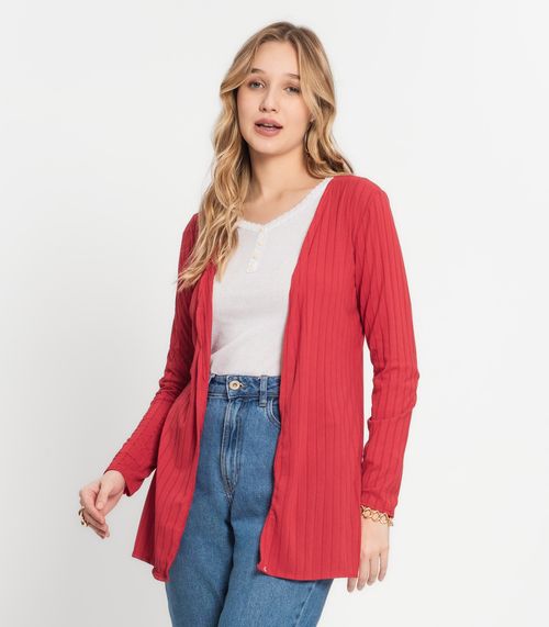 Cardigan Feminino Canelado Infinita Cor Vermelho