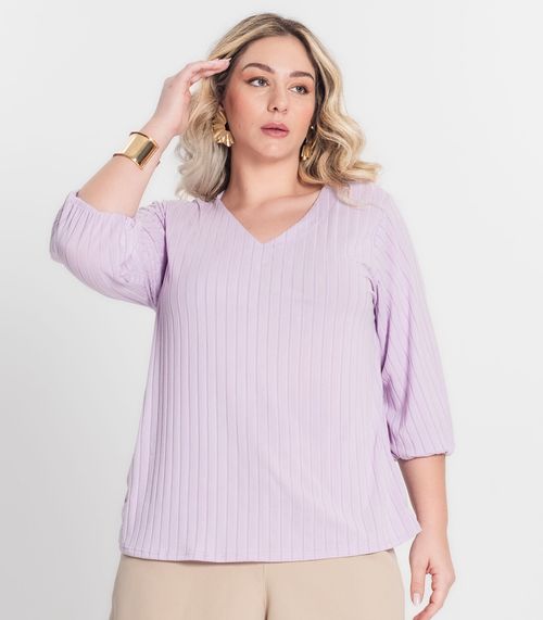Blusa Canelada Plus Infinita Cor Roxo