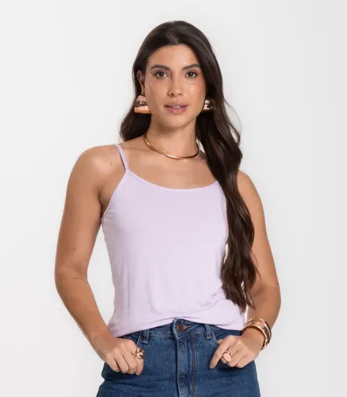 Blusa Feminina de Alças Básica Rovitex Roxo