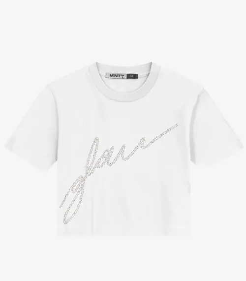 T- Shirt Juvenil Manga Curta em Meia Malha Minty Branco