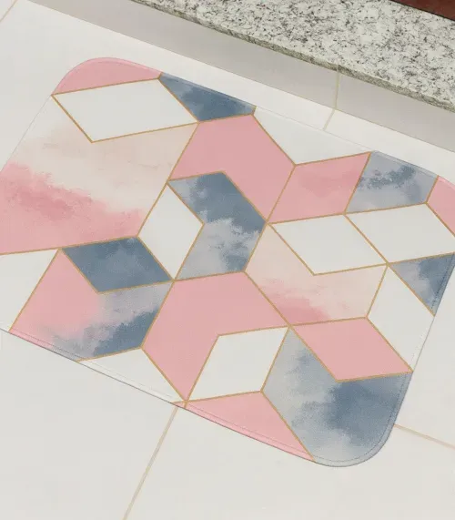 Tapete Cozinha Base Antiderrapante Tapetes Junior Rosa