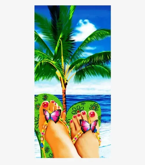 Toalha De Praia Estampada Toque Aveludado Rozac Verde