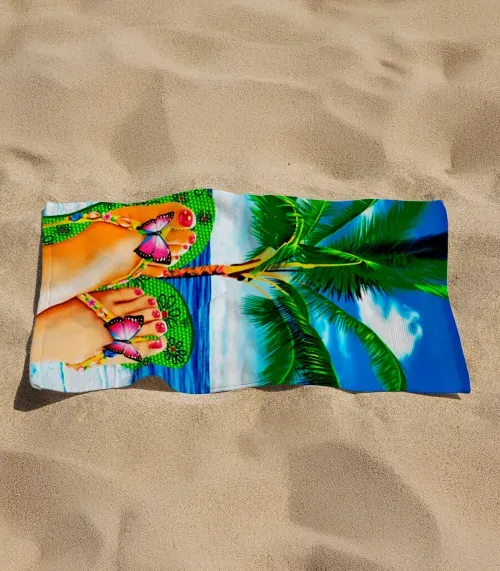 Toalha De Praia Estampada Toque Aveludado Rozac Verde