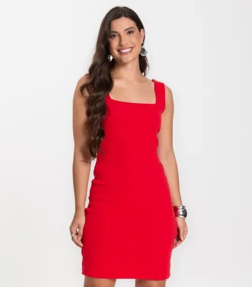 Vestido Canelado Feminino Select Vermelho