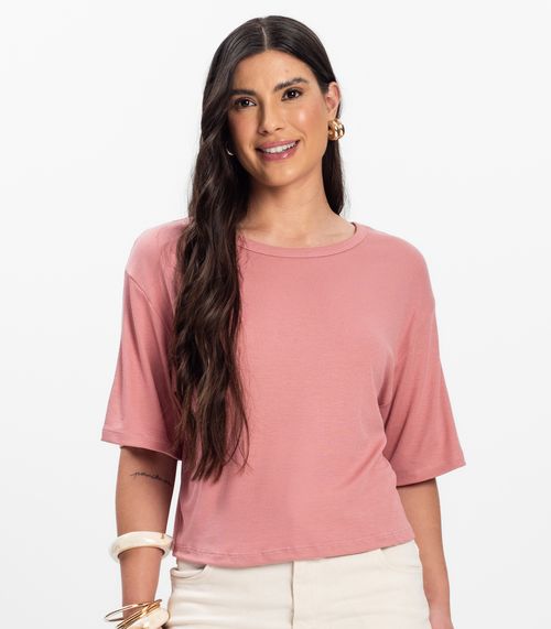 T- Shirt Feminina Canelada Infinita Cor Rosa